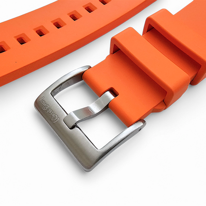 High Quality FKM Rubber Thick Smooth Watch Strap 20mm 22mm 24mm Orange