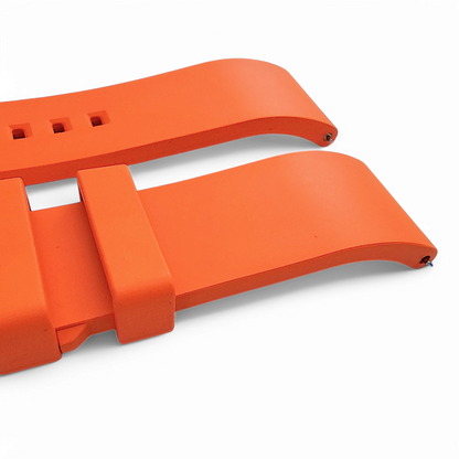 High Quality FKM Rubber Thick Smooth Watch Strap 20mm 22mm 24mm Orange