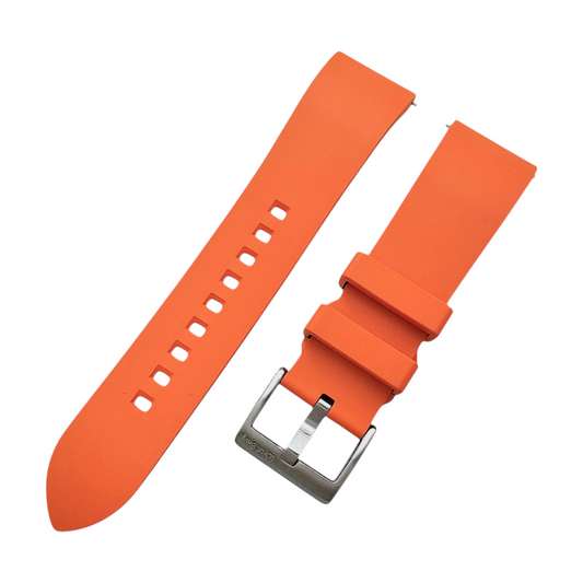 High Quality FKM Rubber Thick Smooth Watch Strap 20mm 22mm 24mm Orange