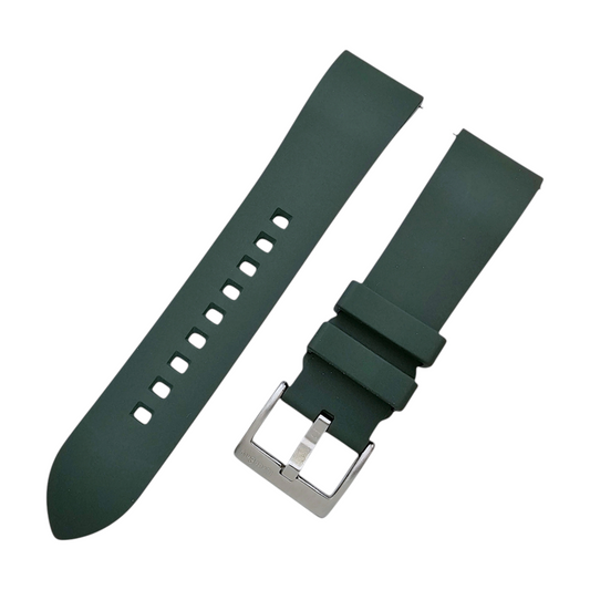 High Quality FKM Rubber Thick Smooth Watch Strap 20mm 22mm Green