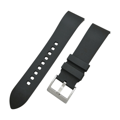 High Quality FKM Rubber Thick Smooth Watch Strap 20mm 21mm 22mm 24mm Black