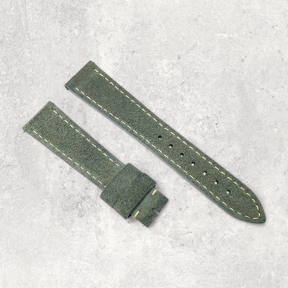 Italian Suede Watch Strap 20mm 22mm Olive Green