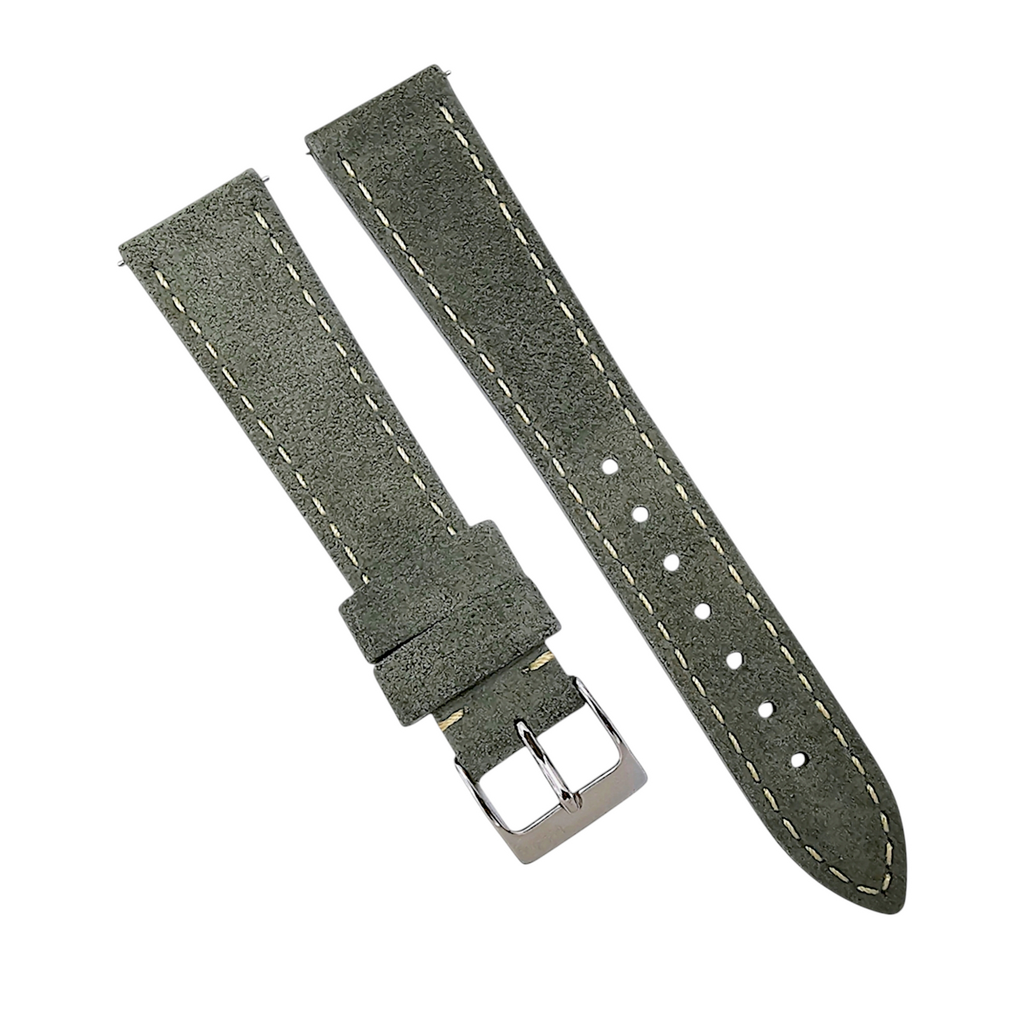 Italian Suede Watch Strap 20mm 22mm Olive Green