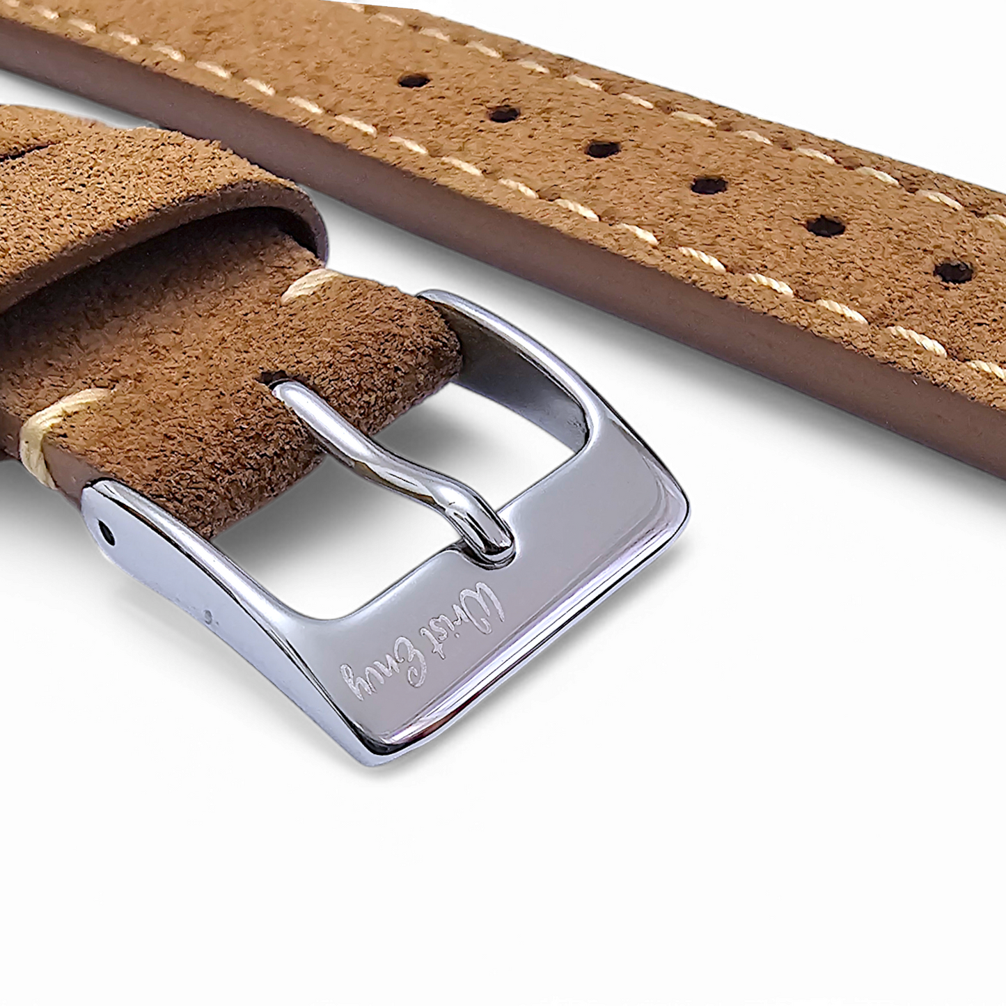 Luxury Italian Suede Strap For Apple Watch Caramel Brown