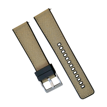 Hybrid Sailcloth Fabric & FKM Rubber Watch Strap 20mm 22mm 24mm Khaki Sand Beige