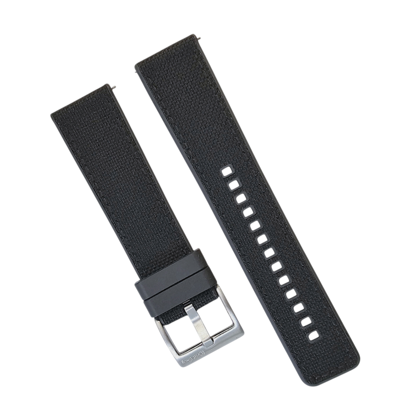 Hybrid Sailcloth Fabric & FKM Rubber Watch Strap 20mm 22mm  Black