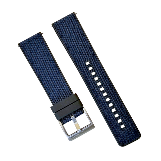 Hybrid Sailcloth Fabric & FKM Rubber Watch Strap 20mm 22mm 24mm Blue