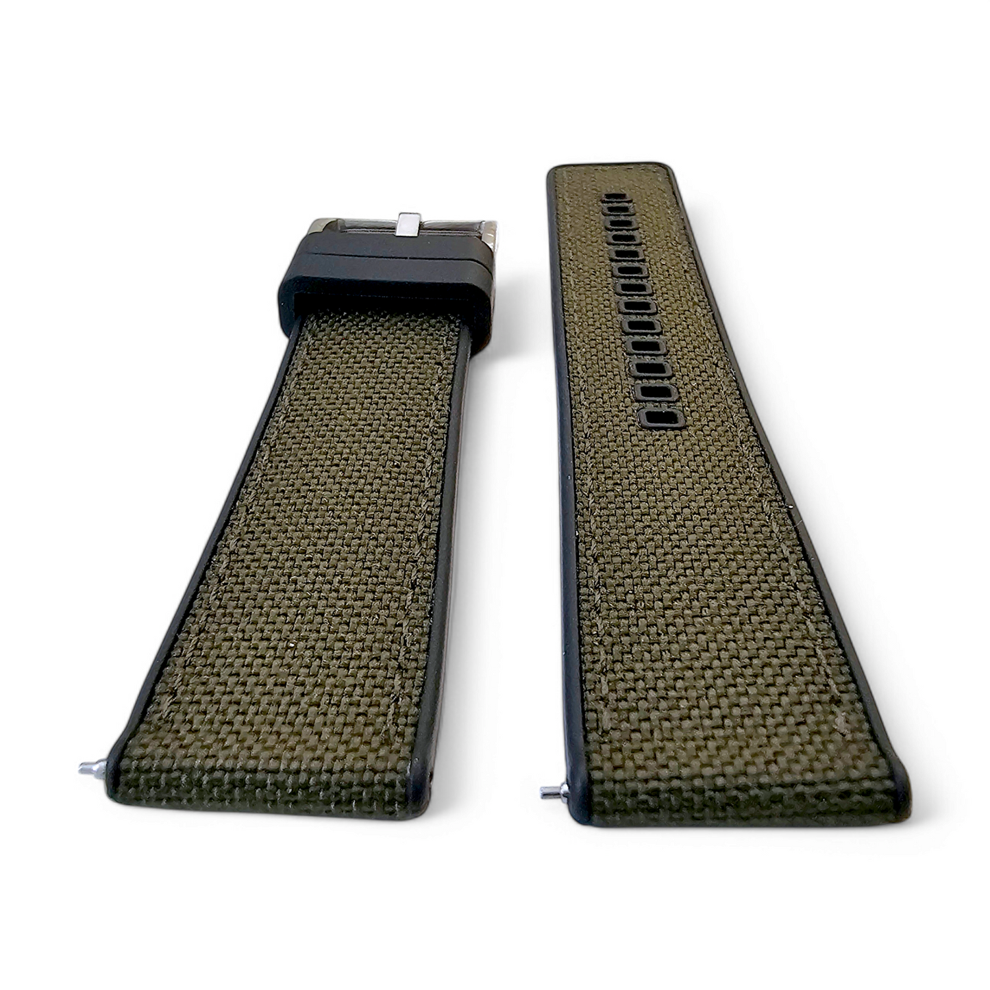 Hybrid Sailcloth Fabric & FKM Rubber Watch Strap 20mm 22mm 24mm Army Green