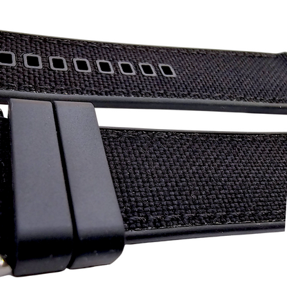 Hybrid Sailcloth Fabric & FKM Rubber Watch Strap 20mm 22mm  Black