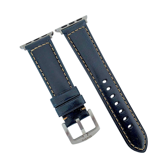 Full Grain Leather Strap For Apple Watch Blue