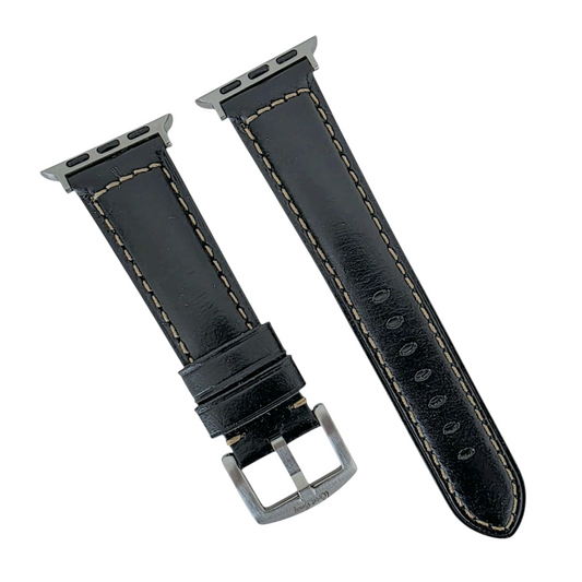 Full Grain Leather Strap For Apple Watch Black