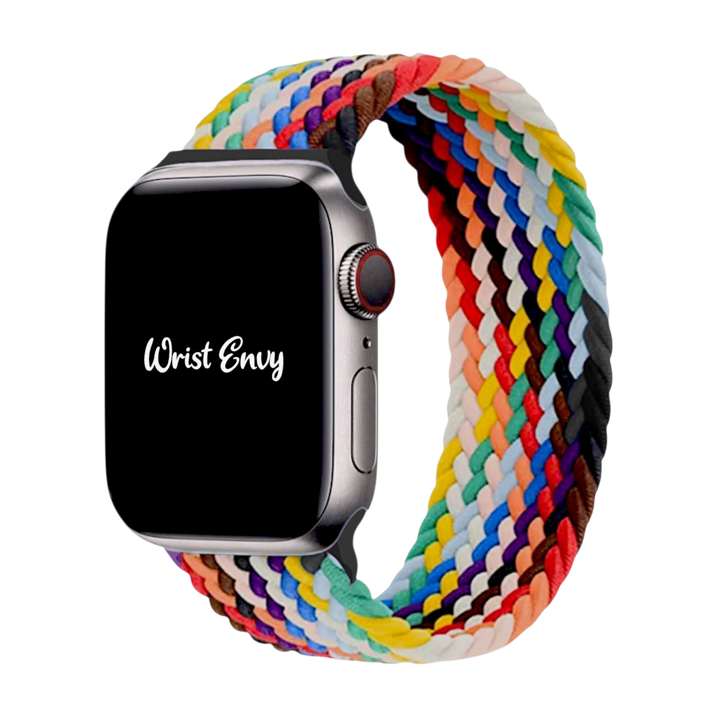 Premium Braided Solo Loop Watch Strap For Apple Watch Rainbow