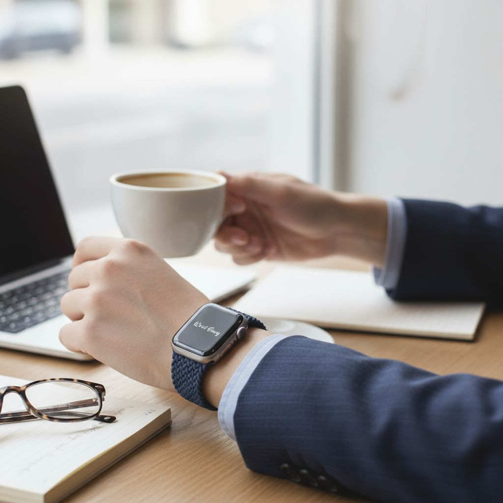 Bracelet de montre tressé réglable de qualité supérieure pour Apple Watch, couleur crème