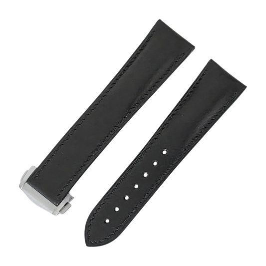 French Novanappa Leather Deployant Strap 19mm 20mm 21mm 22mm Black