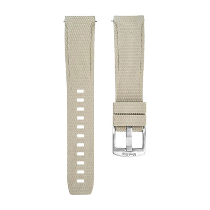 Curved End Textured FKM Rubber Watch Strap 20mm 21mm 22mm Beige