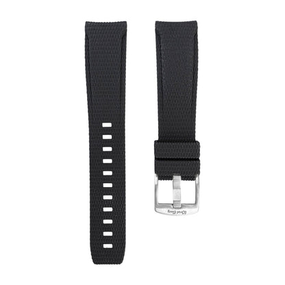 Curved End Textured FKM Rubber Watch Strap 20mm 21mm 22mm Black