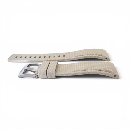 Curved End Textured FKM Rubber Watch Strap 20mm 21mm 22mm Beige