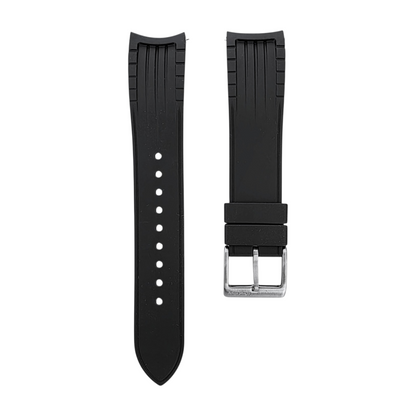 Curved End Premium Silicone Watch Strap 20mm 22mm Black