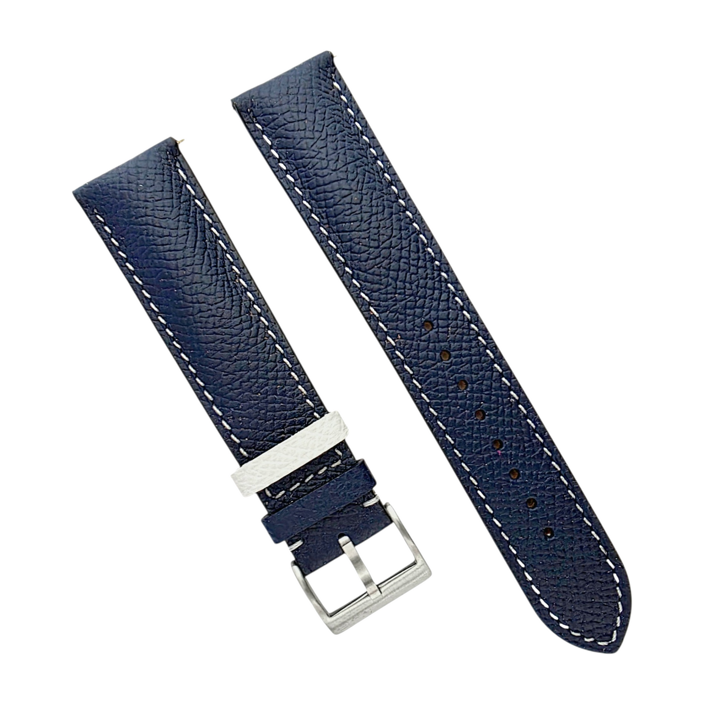 Epsom Padded Leather Strap 20mm Blue White