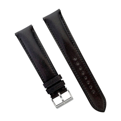 Shell Cordovan Hand Stitched Leather Strap 20mm Black