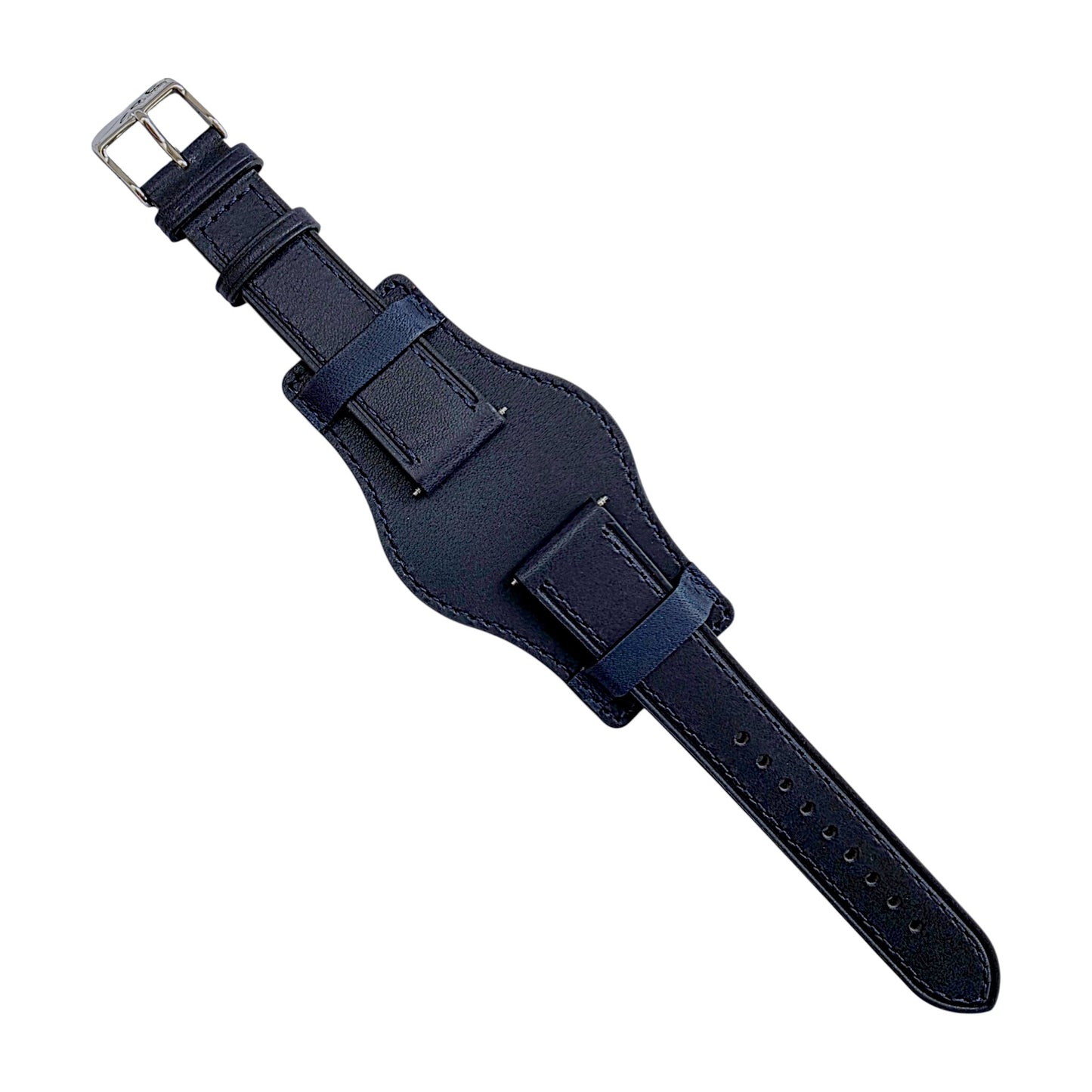 AeroMax Horween Leather Bund Watch Strap 20mm 22mm Blue