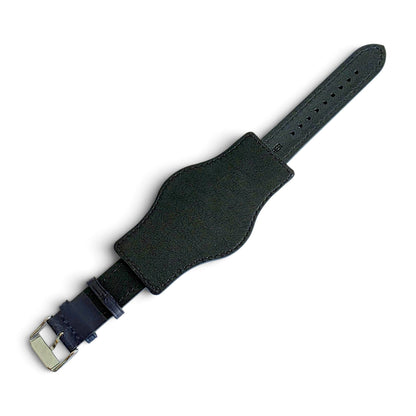 AeroMax Horween Leather Bund Watch Strap 20mm 22mm Blue