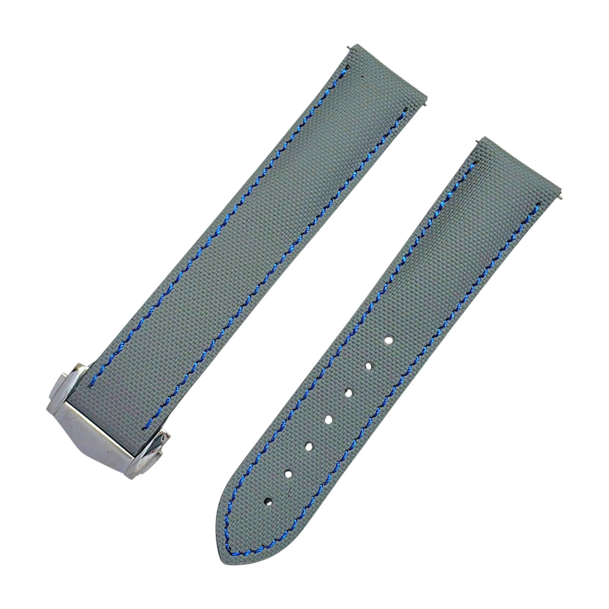 Sailcloth Deployant Watch Strap Band 20mm Grey Blue