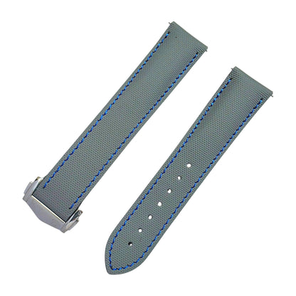Sailcloth Deployant Watch Strap Band 20mm Grey Blue