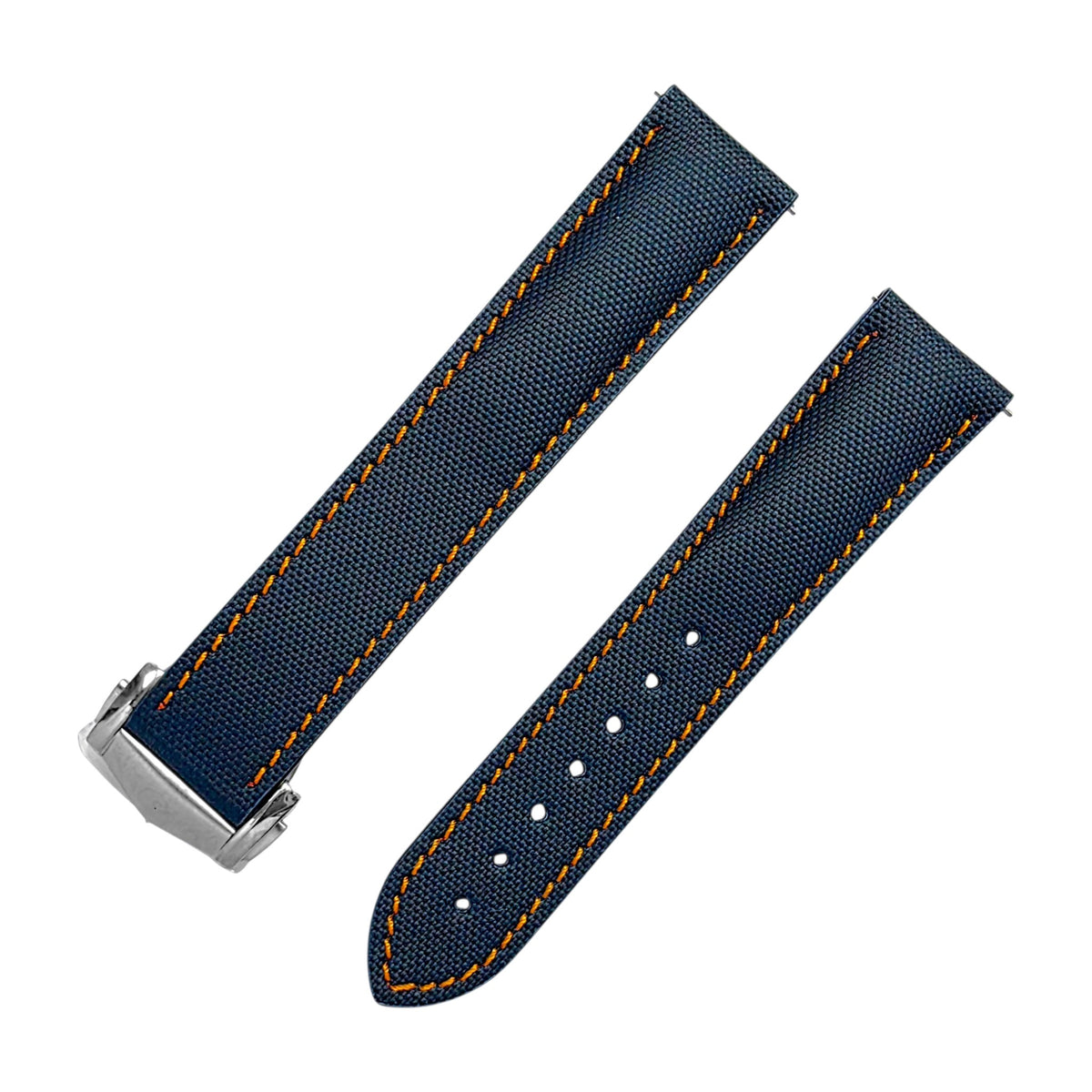 Sailcloth Deployant Watch Strap Band 20mm, 21mm, 22mm Blue Orange