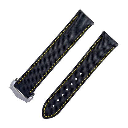 Sailcloth Deployant Watch Strap Band 20mm Black Yellow
