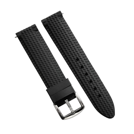 Tyre Tread Silicone Rubber Watch Strap 18mm 20mm 24mm Black