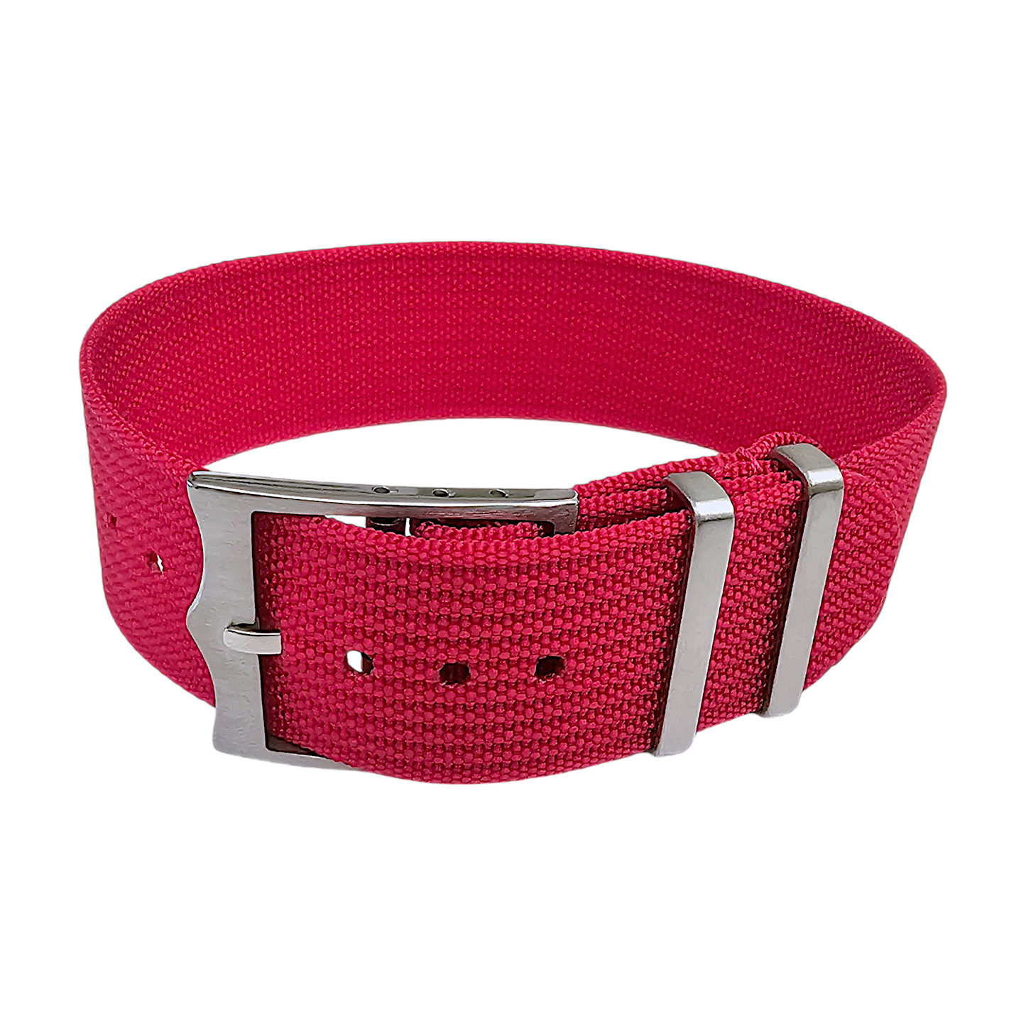 Ribbed Military Tudor Style Buckle Premium Nylon Watch Strap Band 20mm 22mm Red