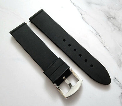 Tyre Tread Silicone Rubber Watch Strap Band 18mm 20mm 22mm 24mm Black With Pins - Wrist Envy