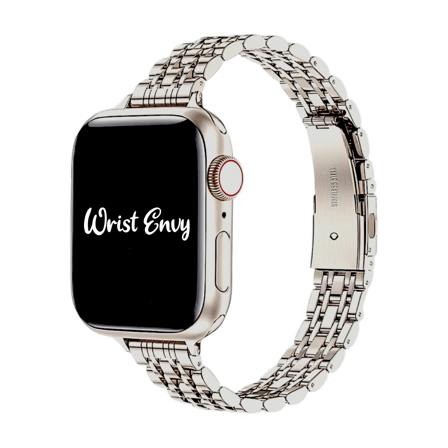 Slim Stainless Steel Apple Watch Strap Starlight