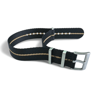 Aeris Flex Nylon Military Watch Strap Black Khaki 20mm 22mm - Wrist Envy