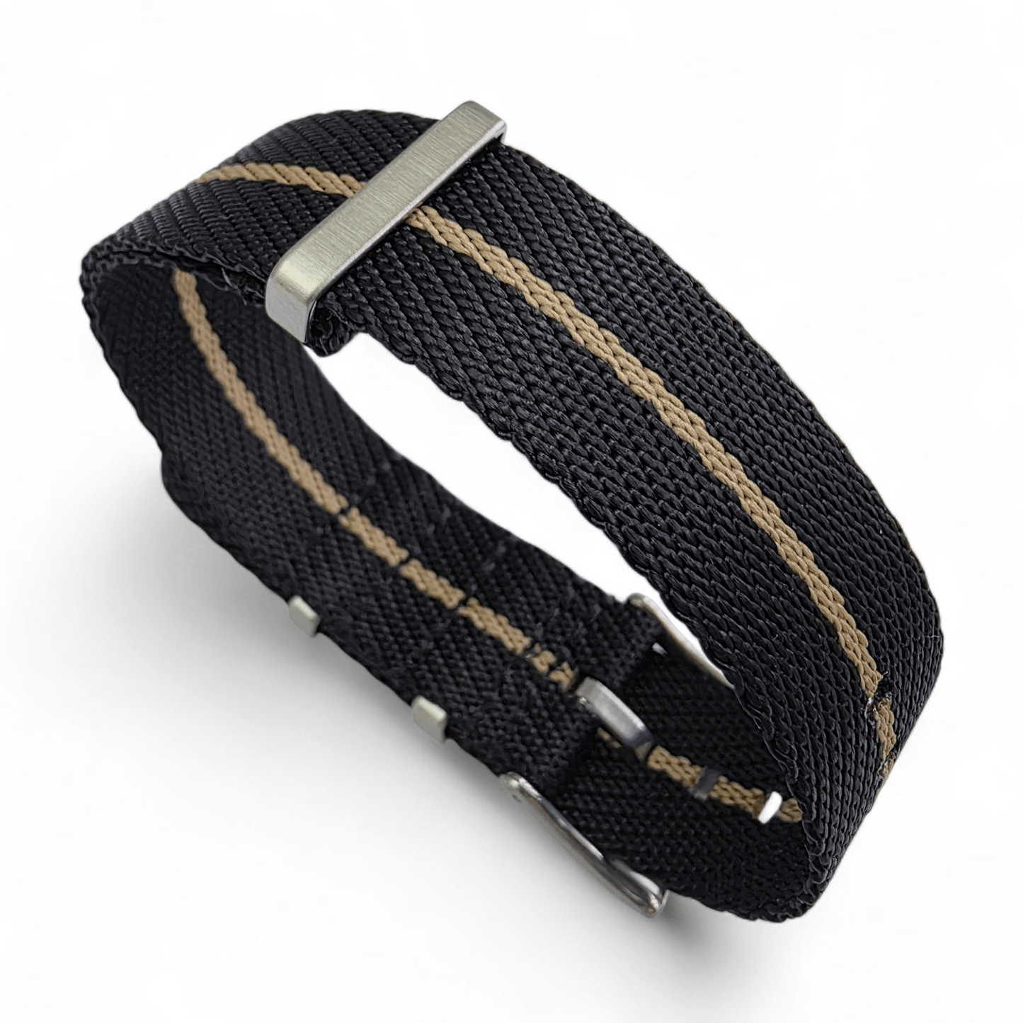 Aeris Flex Nylon Military Watch Strap Black Khaki 20mm 22mm - Wrist Envy