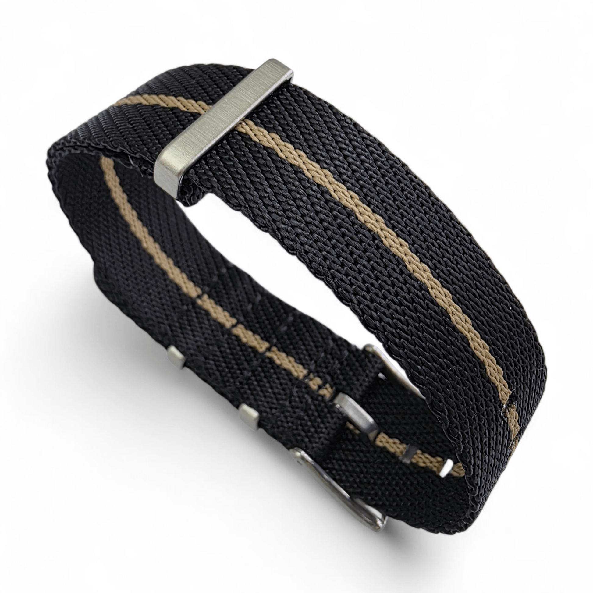 Aeris Flex Nylon Military Watch Strap Black Khaki 20mm 22mm - Wrist Envy