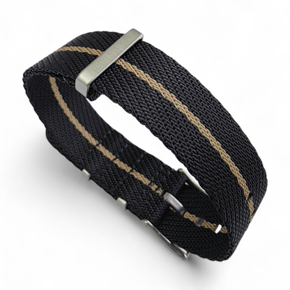 Aeris Flex Nylon Military Watch Strap Black Khaki 20mm 22mm - Wrist Envy