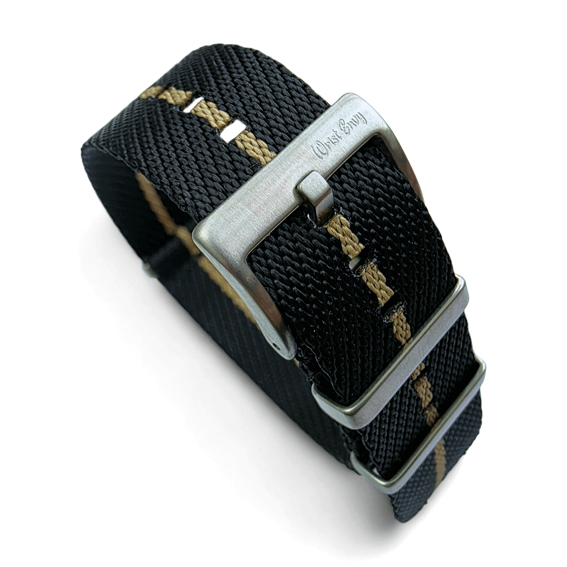 Aeris Flex Nylon Military Watch Strap Black Khaki 20mm 22mm - Wrist Envy