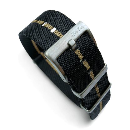 Aeris Flex Nylon Military Watch Strap Black Khaki 20mm 22mm - Wrist Envy