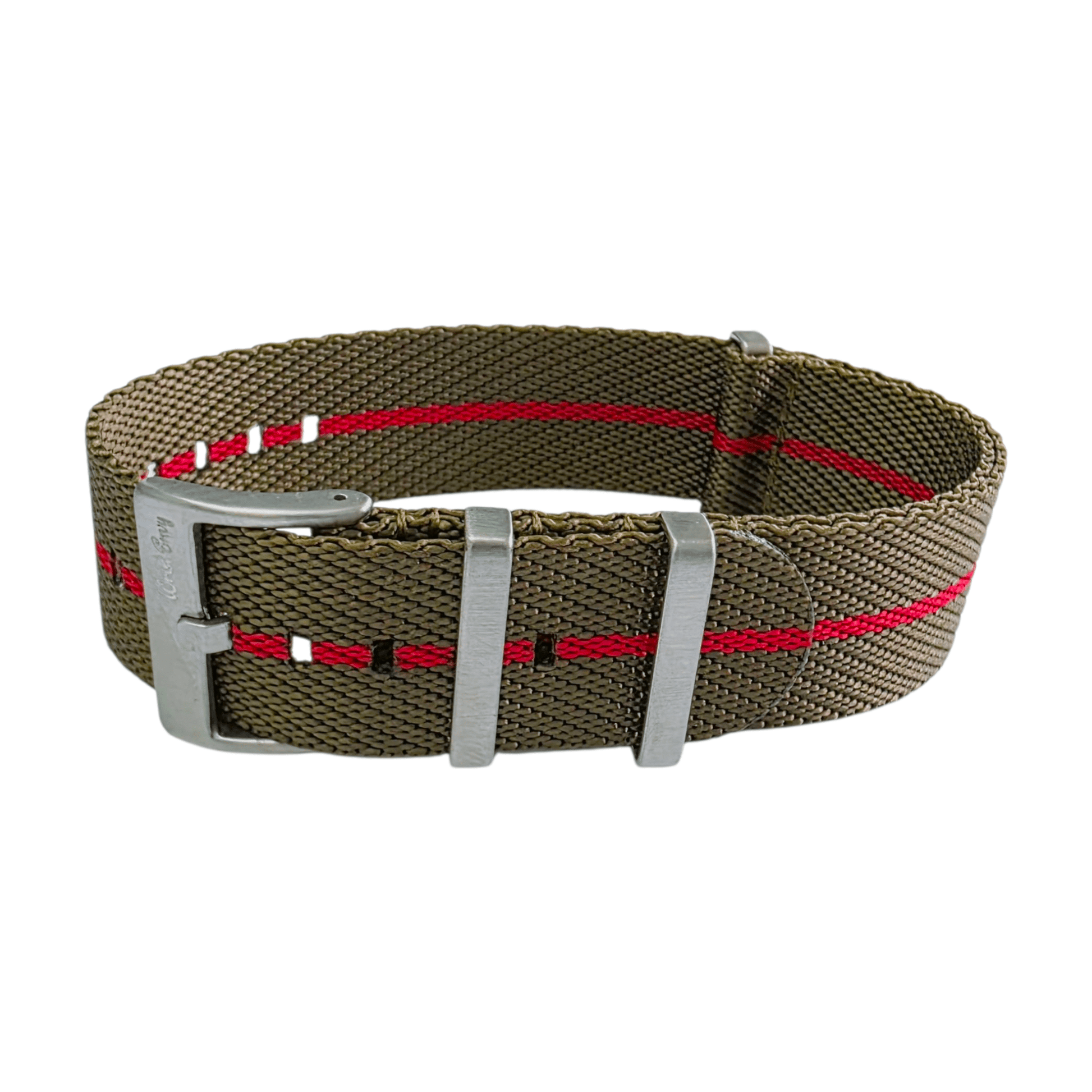 Aeris Flex Nylon Military Watch Strap Olive Khaki Red 20mm 22mm - Wrist Envy