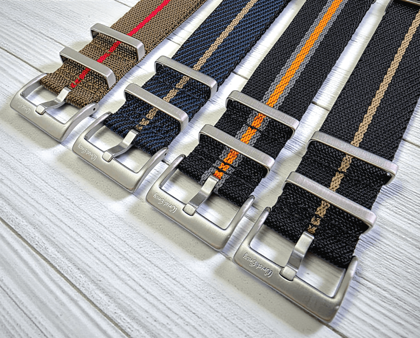 Aeris Flex Nylon Military Watch Strap Olive Khaki Red 20mm 22mm - Wrist Envy