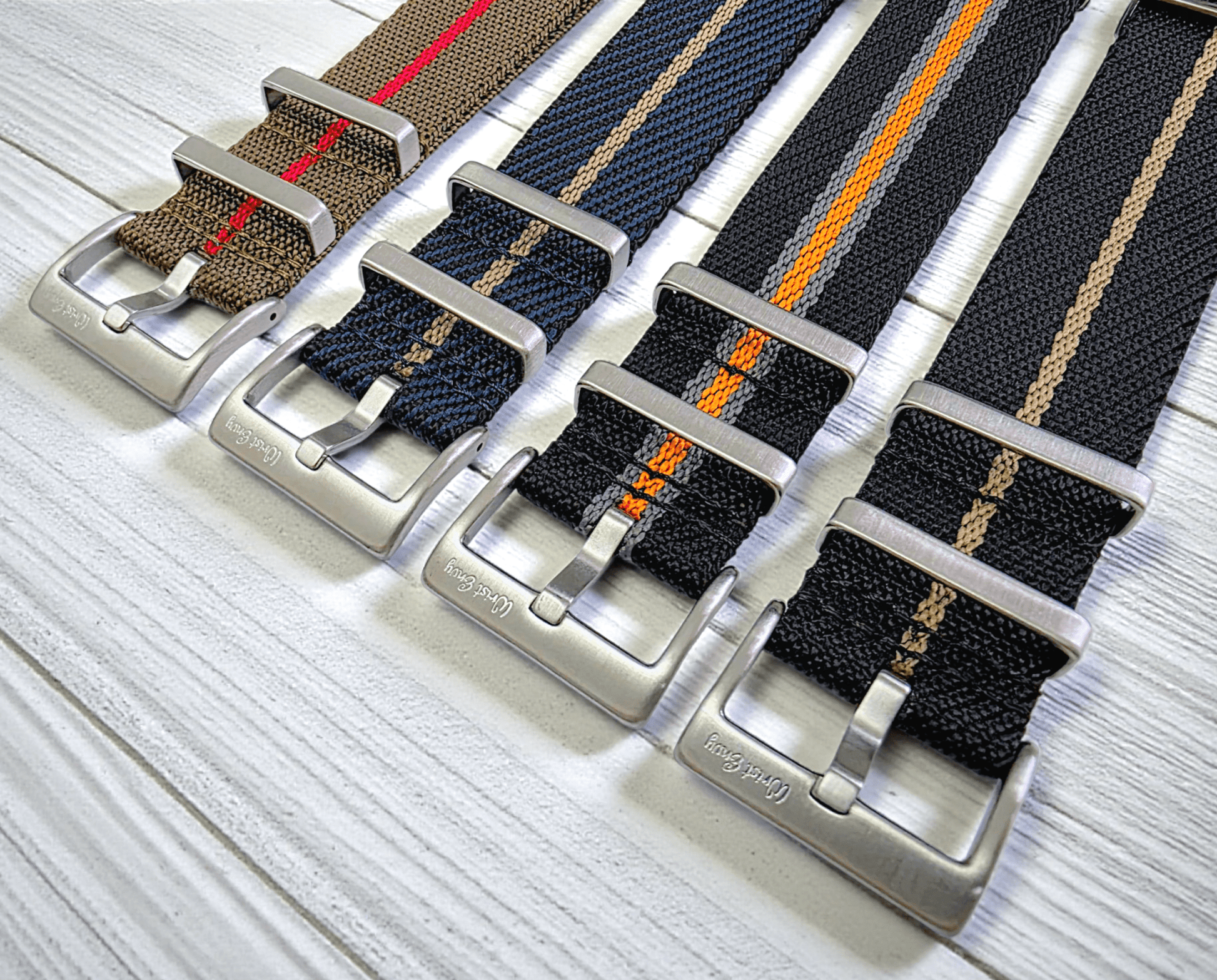 Aeris Flex Nylon Military Watch Strap Olive Khaki Red 20mm 22mm - Wrist Envy