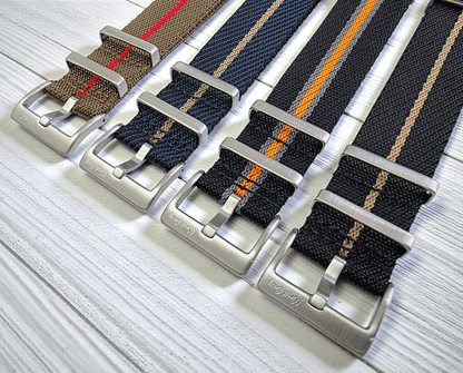 Aeris Flex Nylon Military Watch Strap Olive Khaki Red 20mm 22mm - Wrist Envy