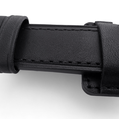 AeroMax Full Grain Leather Bund Watch Strap 20mm 22mm Black - Wrist Envy