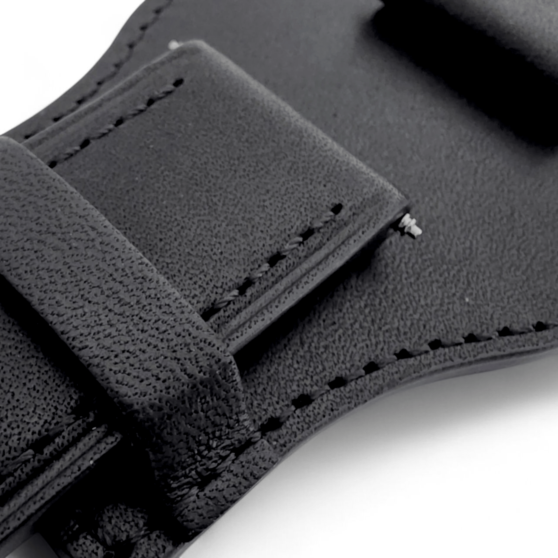 AeroMax Full Grain Leather Bund Watch Strap 20mm 22mm Black - Wrist Envy