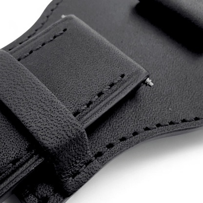 AeroMax Full Grain Leather Bund Watch Strap 20mm 22mm Black - Wrist Envy
