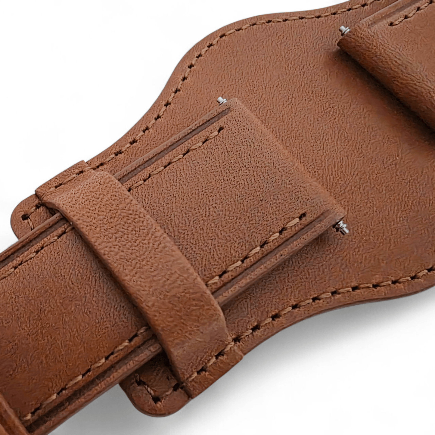 AeroMax Full Grain Leather Bund Watch Strap 20mm 22mm Caramel Brown - Wrist Envy