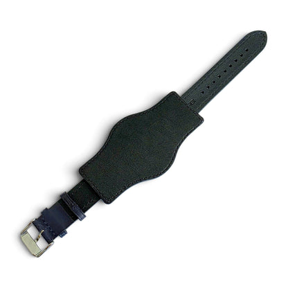 AeroMax Horween Leather Bund Watch Strap 20mm 22mm Blue - Wrist Envy