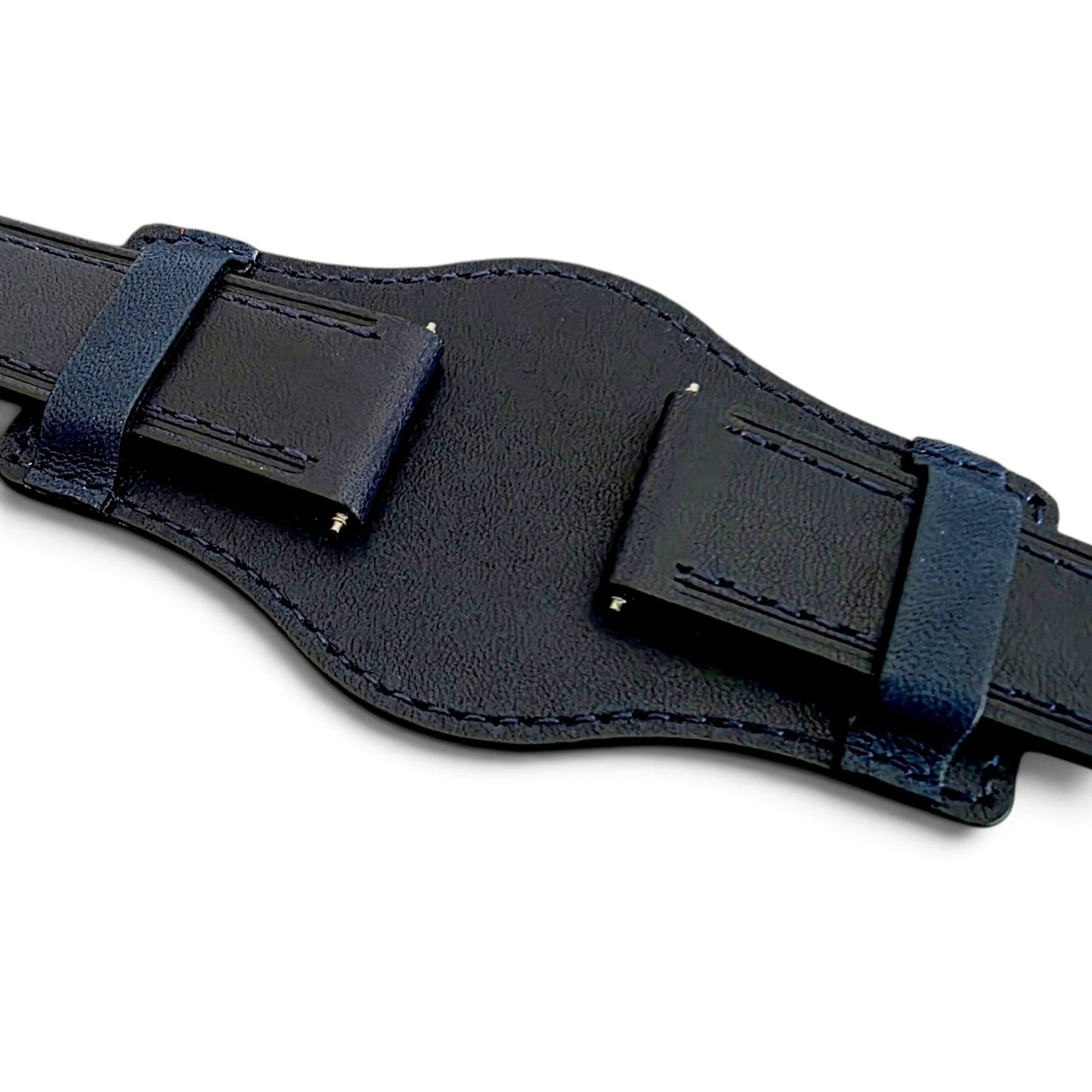 AeroMax Horween Leather Bund Watch Strap 20mm 22mm Blue - Wrist Envy